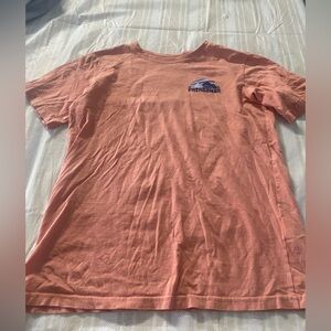 Patagonia boys 12L Organic cotton Graphic Tee in a peach orange